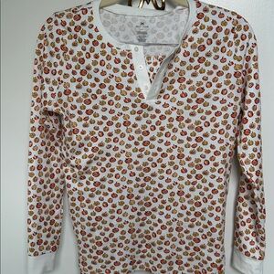 Petite Plume White Pumpkin Pattern Henley pjs